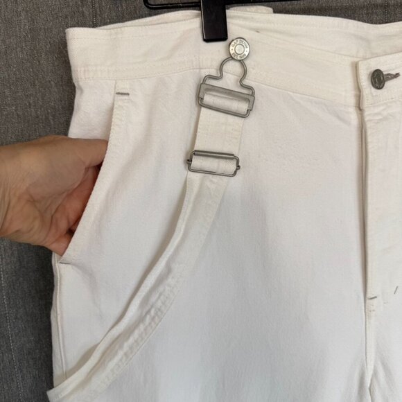 Gap White Ecru High Waist Wide-Leg Suspender Jeans With Washwell Size 16 Short - Picture 5 of 17